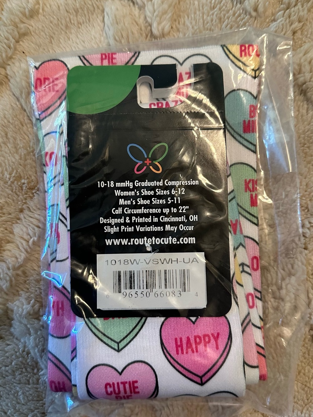Cutieful Sweet Heart Print Graduated Compression 10-18 mmHg Socks